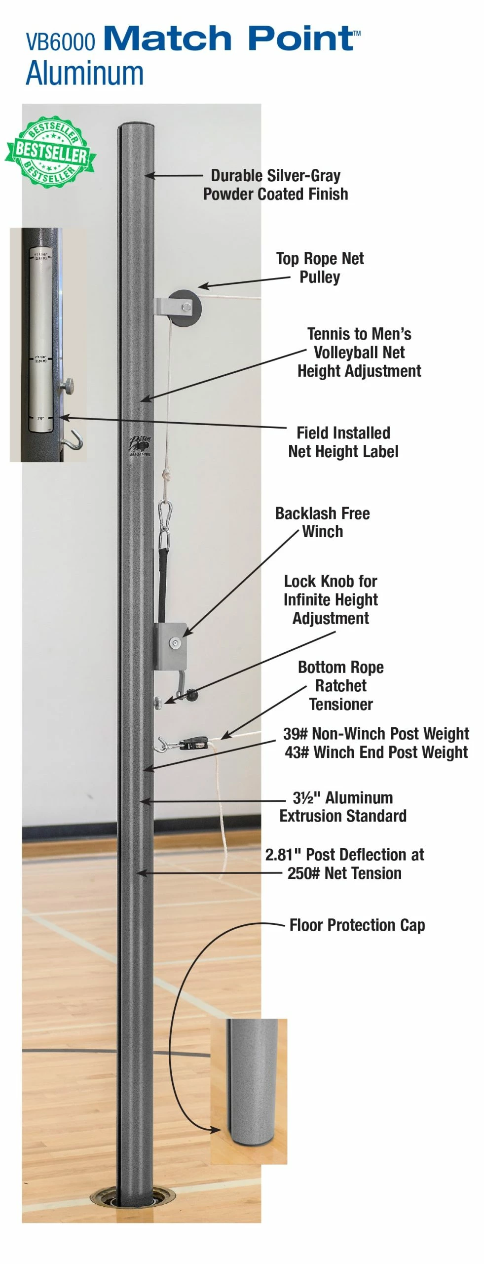 BISON INC MATCH POINT™ ALUMINUM COMPLETE SYSTEM W/O FLOOR SOCKETS 3 BISON INC MATCH POINT™ ALUMINUM COMPLETE SYSTEM W/O FLOOR SOCKETS